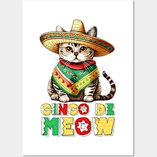 Fiesta Squad Funny Mexican Cat Fiesta Party Cinco De Meow Posters and Art